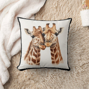 Niedliche Giraffe liebt Afrikanisches Tierwirbel-K Kissen