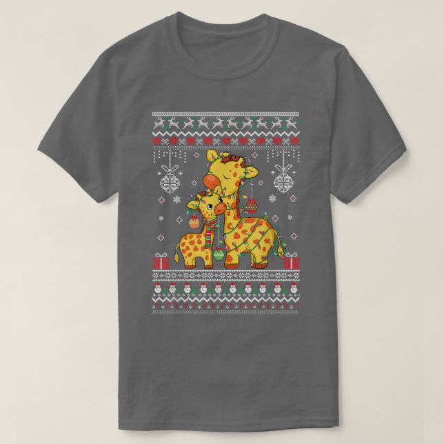 niedliche Giraffe liebt Xmas Lights hässliche Weih T-Shirt (Design vorne)