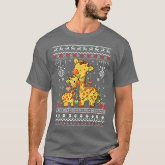 niedliche Giraffe liebt Xmas Lights hässliche Weih T-Shirt