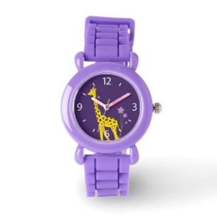 Niedliche Giraffe Lila Girl Armbanduhr