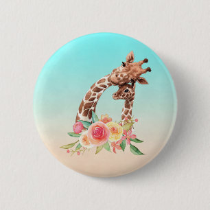Niedliche Giraffe Mama & Baby Button