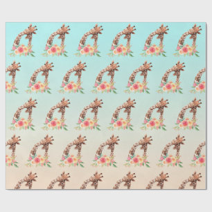 Niedliche Giraffe Mama & Baby Geschenkpapier