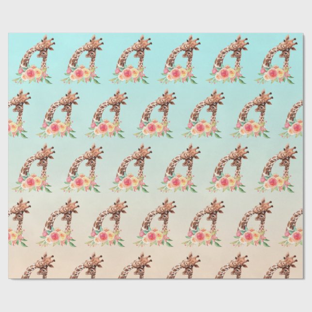 Niedliche Giraffe Mama & Baby Geschenkpapier (Flach)
