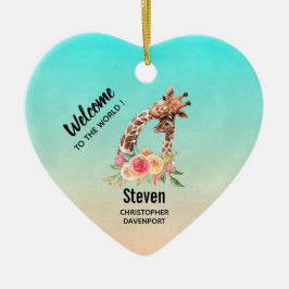 Niedliche Giraffe Mama & Baby Keramik Ornament