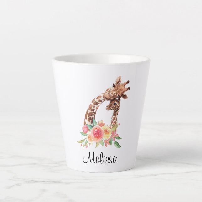 Niedliche Giraffe Mama & Baby Milchtasse (Vorderseite)