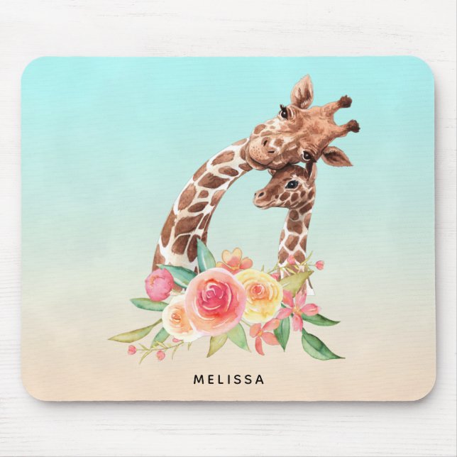 Niedliche Giraffe Mama & Baby Mousepad (Vorne)