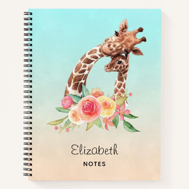 Niedliche Giraffe Mama & Baby Notizbuch (Vorderseite)