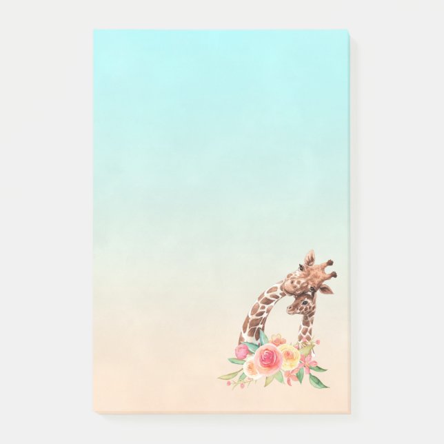 Niedliche Giraffe Mama & Baby Post-it Klebezettel (Vorderseite)