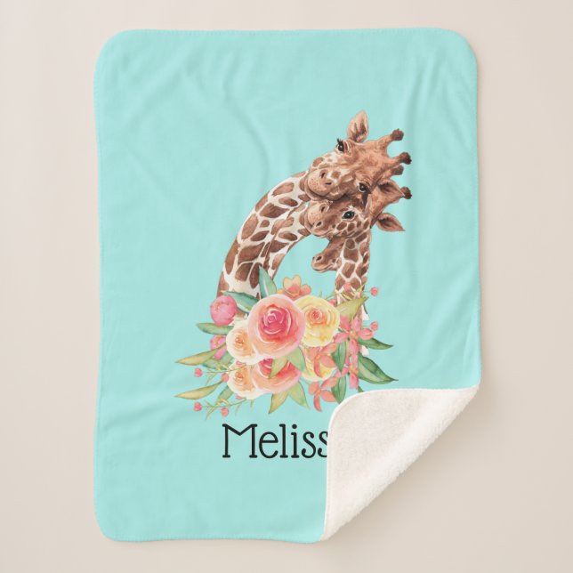 Niedliche Giraffe Mama & Baby Sherpadecke (Vorderseite)