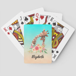 Niedliche Giraffe Mama & Baby Spielkarten