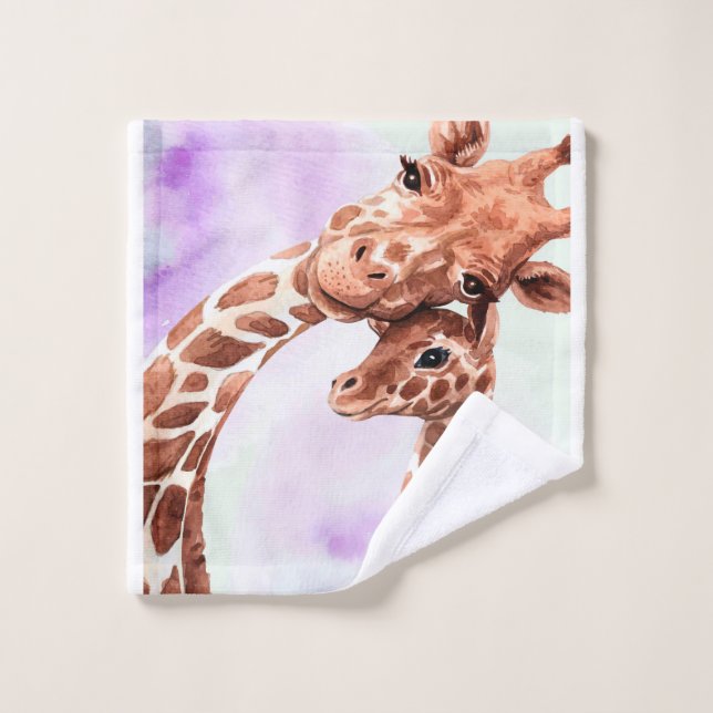 Niedliche Giraffe Mama und Baby, Geschenk für Toch Waschlappen (Waschlappen)