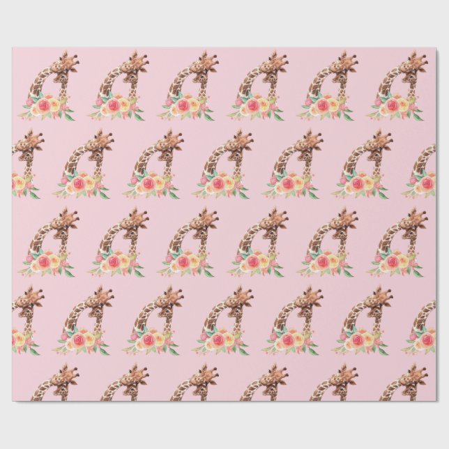 Niedliche Giraffe Mama und Baby Wrapping Paper Geschenkpapier (Flach)