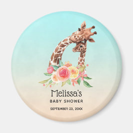 Niedliche Giraffe Mama und Babydusche Magnet