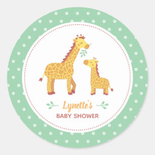 Niedliche Giraffe-Mama und Babydusche Runder Aufkleber