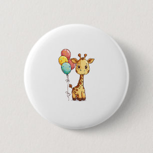 Niedliche Giraffe mit Balloons Button