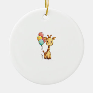Niedliche Giraffe mit Balloons Keramik Ornament