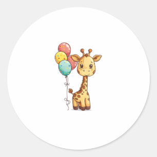 Niedliche Giraffe mit Balloons Runder Aufkleber