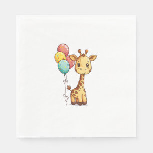 Niedliche Giraffe mit Balloons Serviette