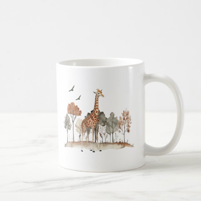 Niedliche Giraffe mit benutzerdefiniertem Text Kaffeetasse (Rechts)