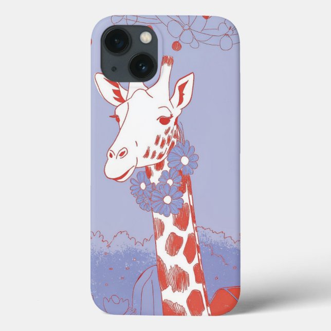 Niedliche Giraffe mit Blume lila Pop Kunst Case-Mate iPhone Hülle (Rückseite)