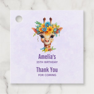 Niedliche Giraffe mit Blumenkrone Geschenkanhänger