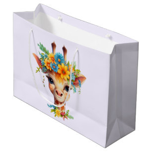 Niedliche Giraffe mit Blumenkrone Große Geschenktüte