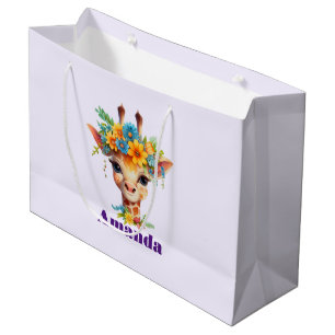 Niedliche Giraffe mit Blumenkrone Große Geschenktüte