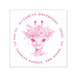 Niedliche Giraffe mit Blumenkrone Permastempel