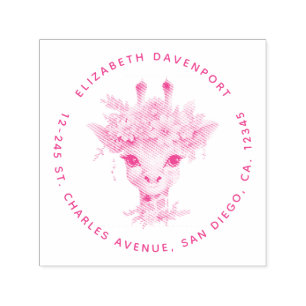 Niedliche Giraffe mit Blumenkrone Permastempel