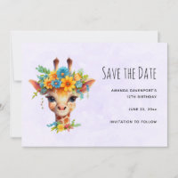 Niedliche Giraffe mit Blumenkrone