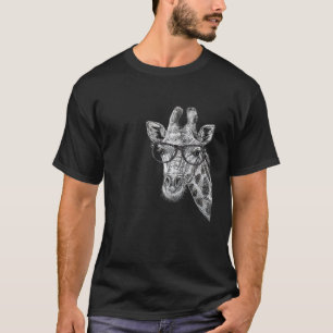 Niedliche Giraffe mit Brillen Sketch T-Shirt