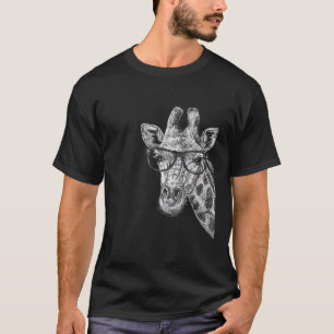 Niedliche Giraffe mit Brillen Sketch T-Shirt