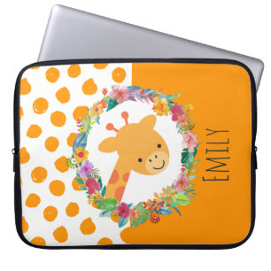 Niedliche Giraffe mit einem Blumenkranz Personalis Laptopschutzhülle