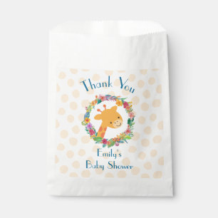 Niedliche Giraffe mit einem Blumenkranz Vielen Dan Geschenktütchen