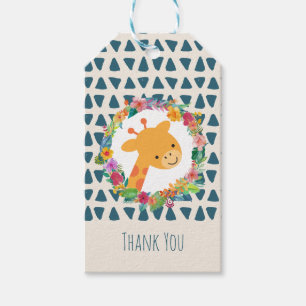 Niedliche Giraffe mit einem BlumenkreideVielen Dan Geschenkanhänger