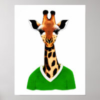 Niedliche Giraffe mit einem grünen Pullover