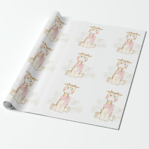 Niedliche Giraffe mit Gold Foil Girl Dusche Geschenkpapier