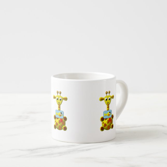 Niedliche Giraffe mit Goldfish Espressotasse (Vorderseite Rechts)