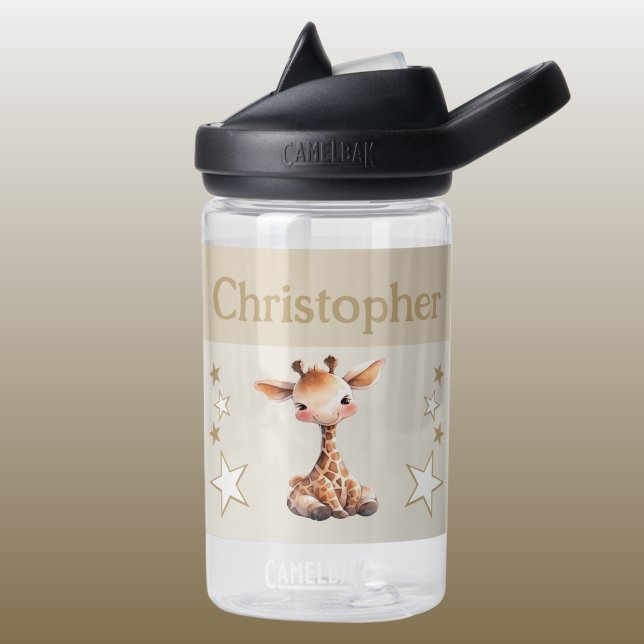 Niedliche Giraffe mit Sternen Kinder braun Trinkflasche (Von Creator hochgeladen)