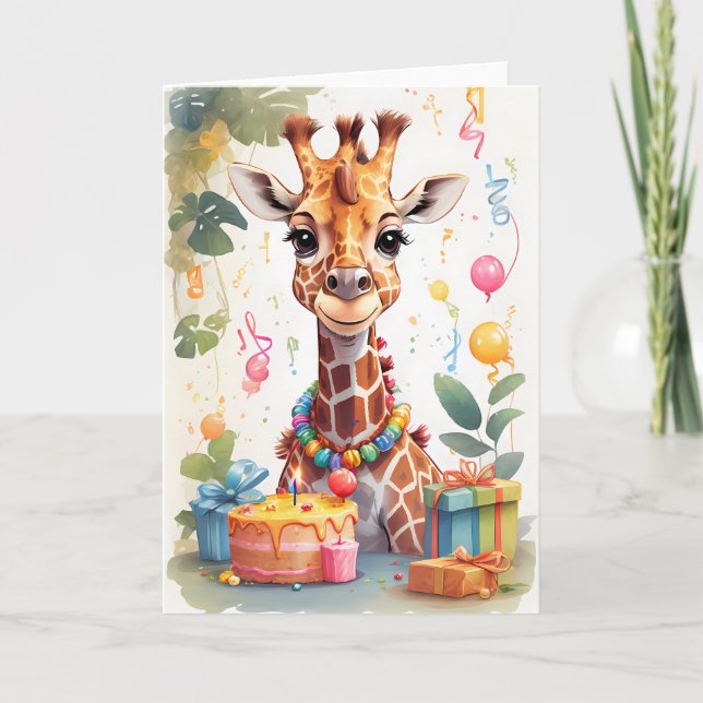 Niedliche Giraffe mit vielen Geschenken | Karte (Vorderseite)