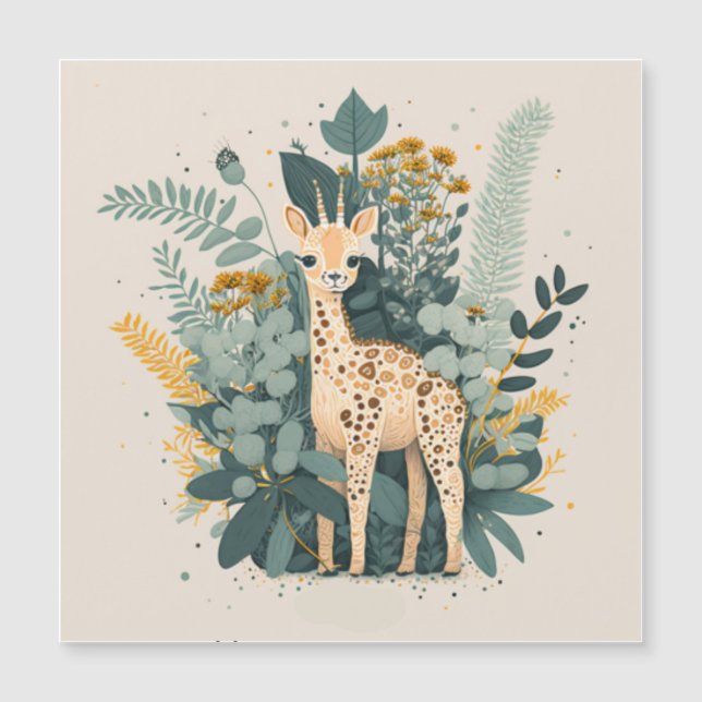 Niedliche Giraffe-Papier-Teller Magneteinladung (Vorderseite)