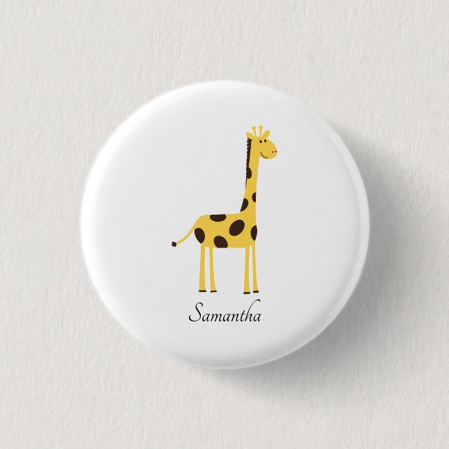 Niedliche Giraffe Personalisiert Button (Vorderseite)