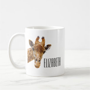 Niedliche Giraffe Personalisierter Name des Tieres Kaffeetasse