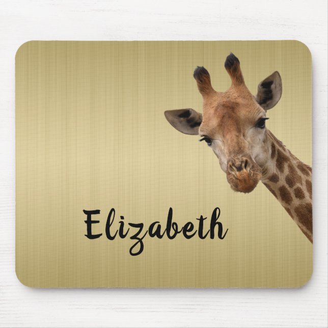 Niedliche Giraffe Personalisierter Name des Tieres Mousepad (Vorne)