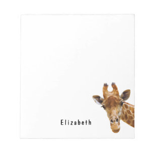 Niedliche Giraffe Personalisierter Name des Tieres Notizblock