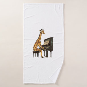Niedliche Giraffe Piano Giraffen Musikermusik Badehandtuch