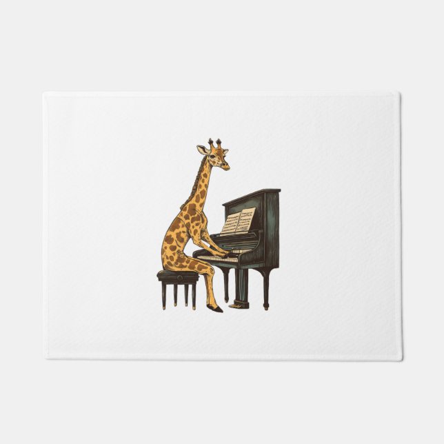 Niedliche Giraffe Piano Giraffen Musikermusik Fußmatte (Vorderseite)