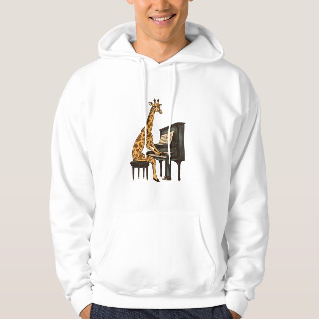 Niedliche Giraffe Piano Giraffen Musikermusik Hoodie (Vorderseite)
