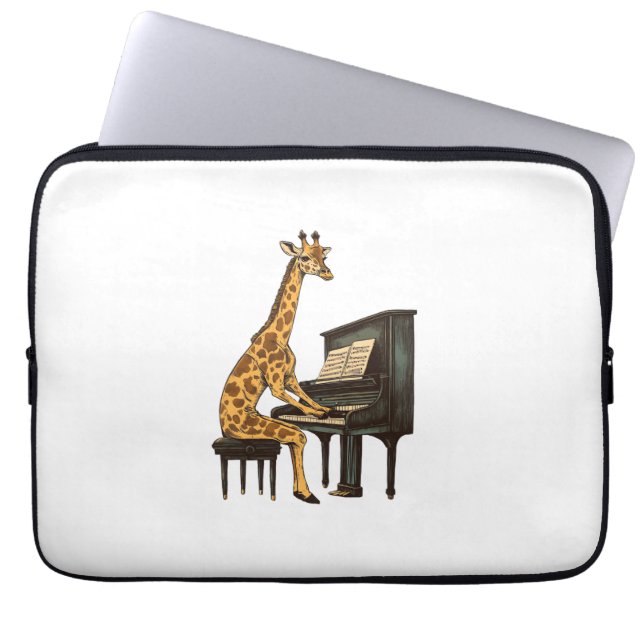 Niedliche Giraffe Piano Giraffen Musikermusik Laptopschutzhülle (Vorderseite)