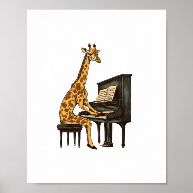 Niedliche Giraffe Piano Giraffen Musikermusik Poster (Vorne)
